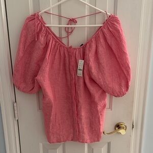 J. Crew Pink Blouse with Puff Sleeves